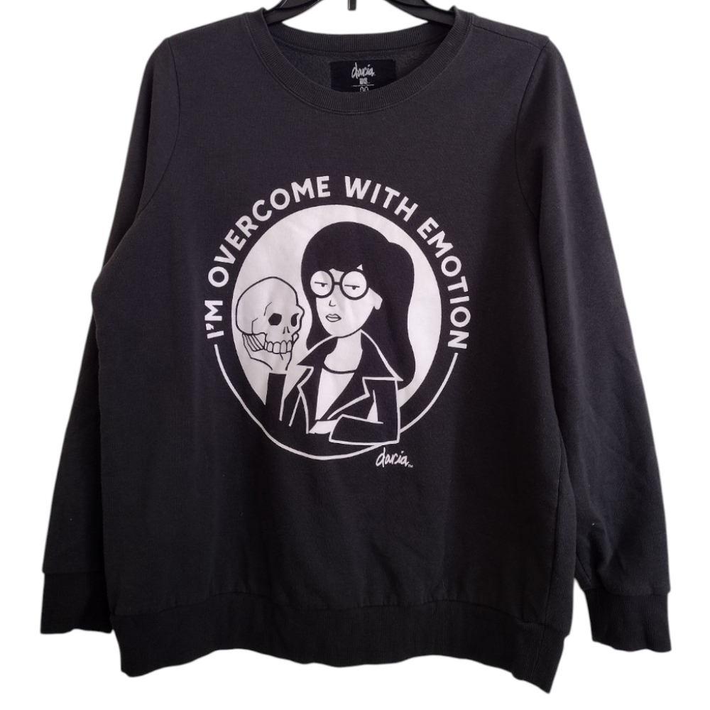 Daria Black Graphic Crewneck Sweatshirt - 'I'm Overcome With Emotion'